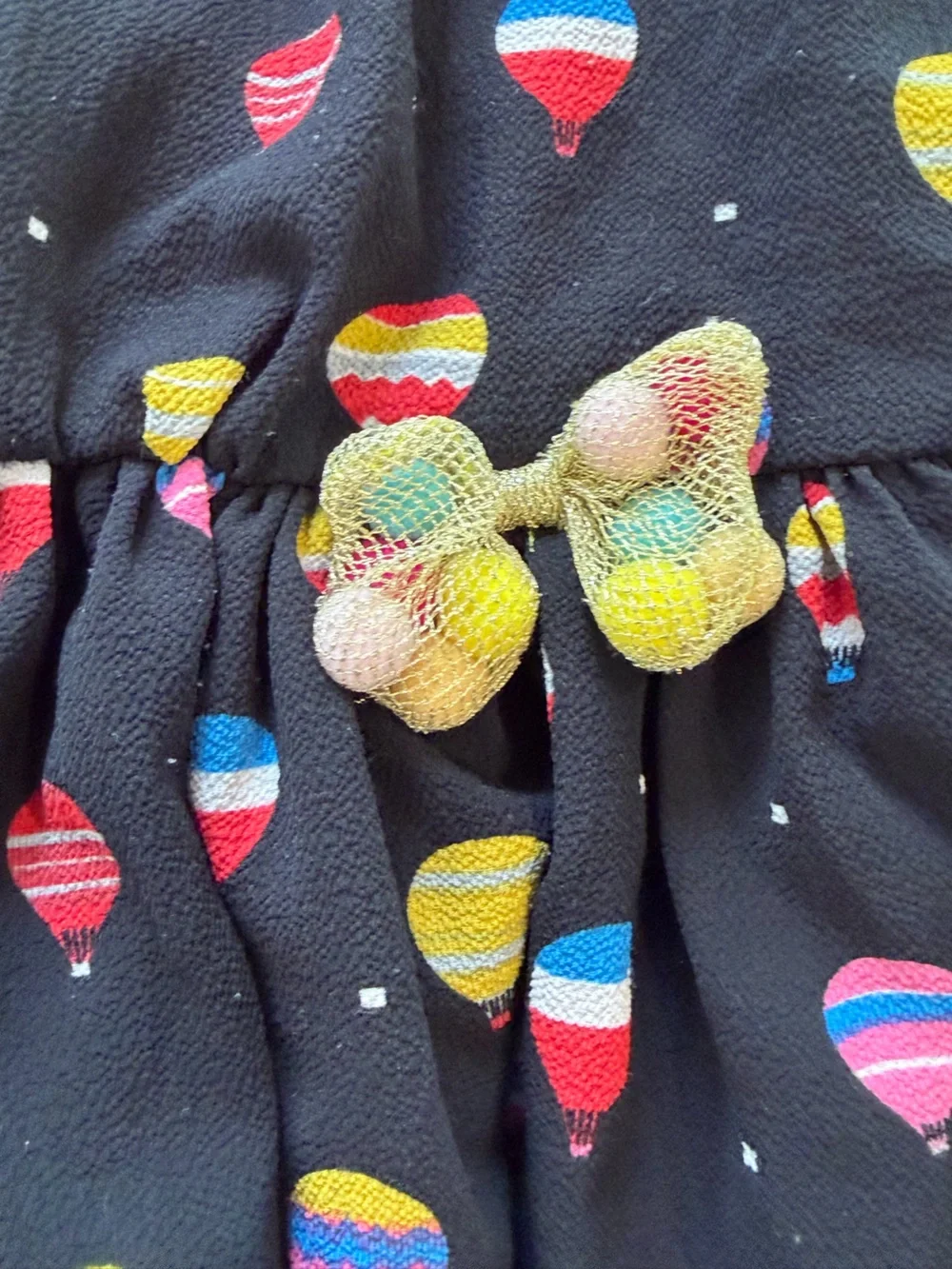 Pippa & Julie Black Dress with Multicolor Hot Air Balloon Print Size 5
